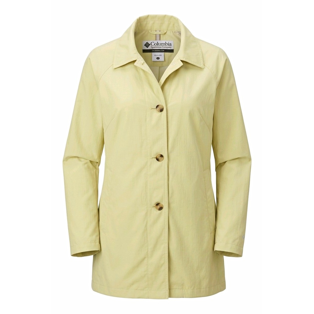 Columbia Women's Light Yellow Mid-Length Button Front Lined Jacket M